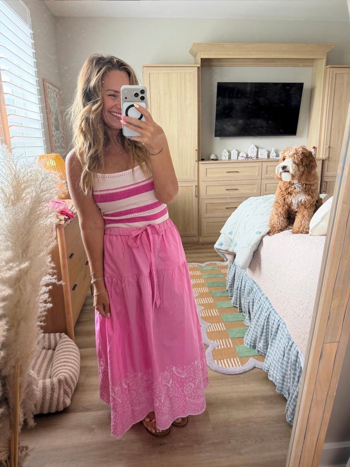 Pink never goes out of style 💕 This striped knit tank and embroidered maxi skirt are the perfect mix of playful and polished. Whether you’re headed to brunch, vacation, a summer dinner, or strolling your favorite beach town, this outfit is an instant mood booster.

pink maxi skirt, embroidered skirt, striped knit tank, summer outfit, feminine style, vacation outfit, resort wear, coastal style, brunch outfit, beach town outfit, casual chic, petite fashion, sandals, colorful summer look.

@Walmart