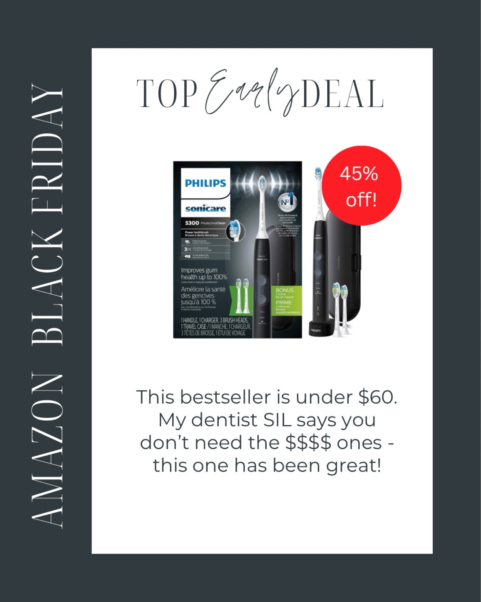 Amazon Black Friday Deal: Best selling Philips electric toothbrush! 

#LTKHome #LTKHoliday #LTKGiftGuide