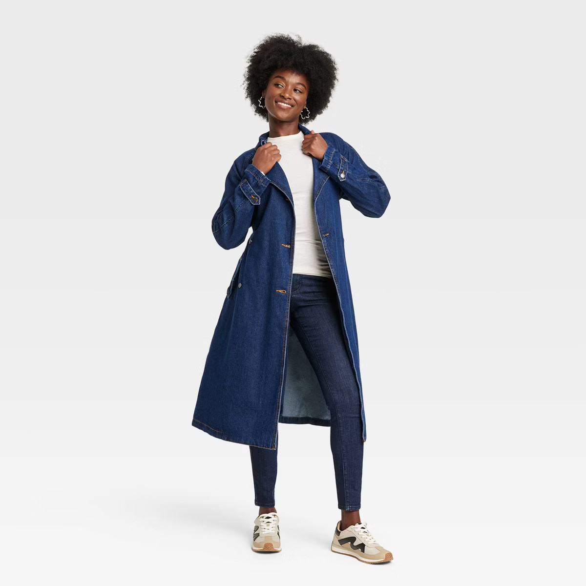 Women's Denim Trench Coat - Universal Thread™ Dark Wash | Target
