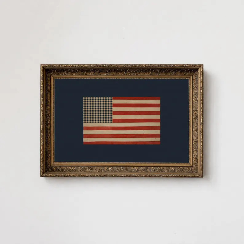 Vintage American Flag Wall Art, Patriotic Print, 4th of July Decor, Memorial Day Decor, Americana... | Etsy (Global)
