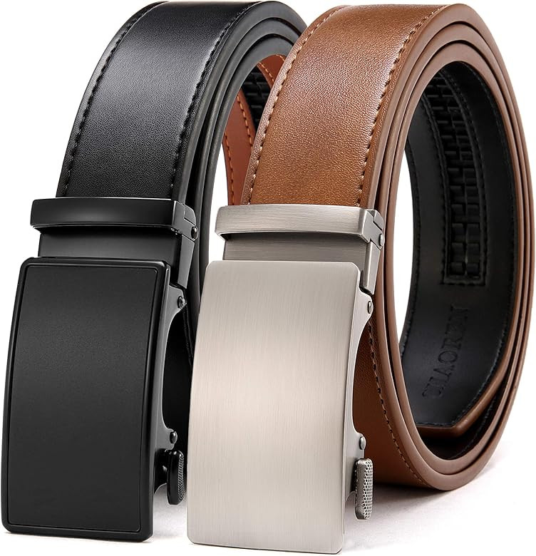 CHAOREN Ratchet Belts for Men 2-Pack - Stylish Leather Belts in Gift Set 35mm | Amazon (US)