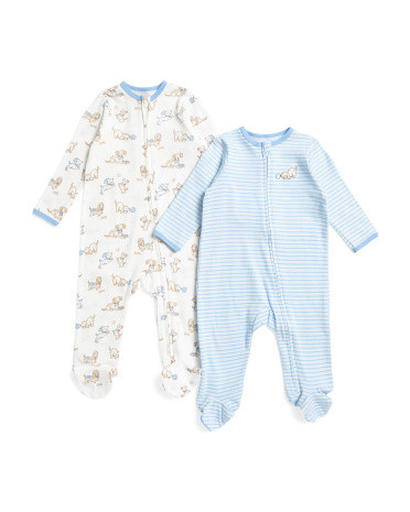 Newborn Boys 2Pk Puppy Footed Coveralls, Cotton | TJ Maxx