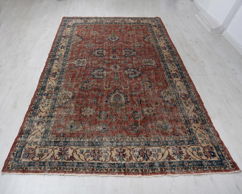7x10 Vintage Rug , Red Oushak Area Rug , Bedroom Rug , Red Turkish Rug , Living Room Rug , Anatol... | Etsy (US)