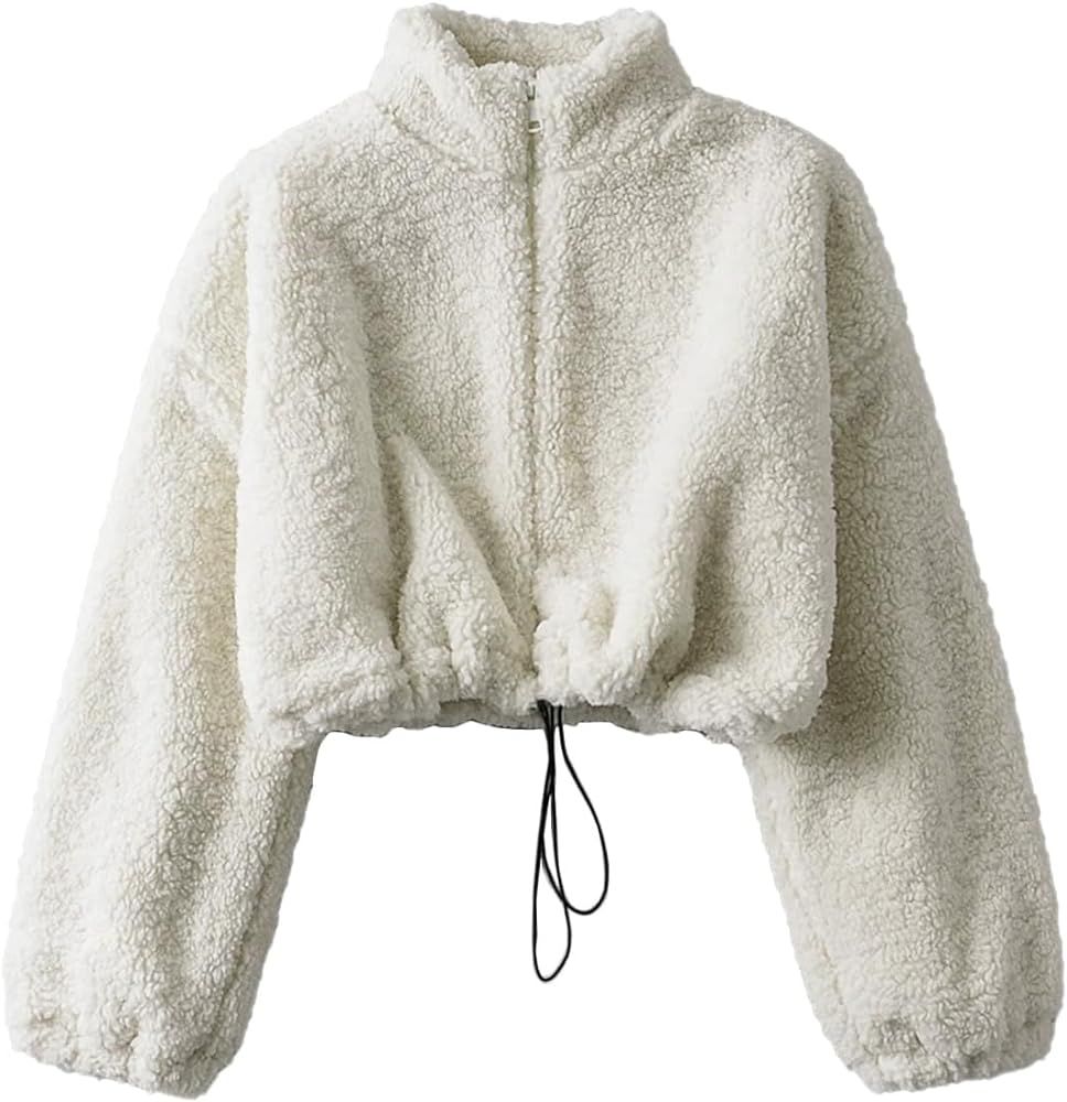 Hongsui Womens Casual Oversized Sweatshirts Fluffy Zip Top with Pockets Fuzzy Fleece Sweatshirt | Amazon (US)