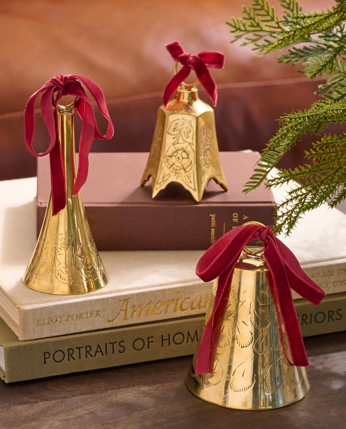 Etched brass bells with festive red bows. Available in three distinctive silhouettes and sizes. Beautiful on the Christmas tree or styled on a tabletop for a classic holiday detail.

#LTKHome