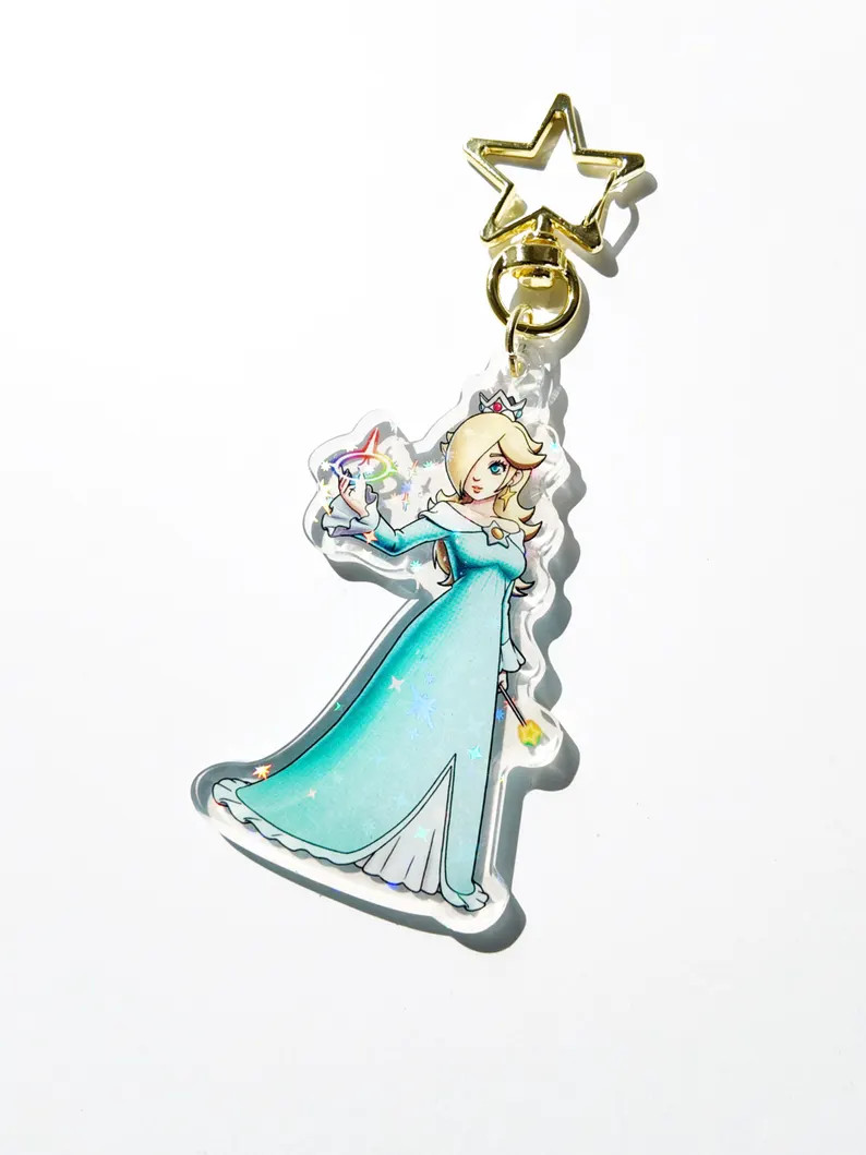 Holographic Super Mario Bros Acrylic Keychain - Princess Rosalina Charm | Etsy (Global)