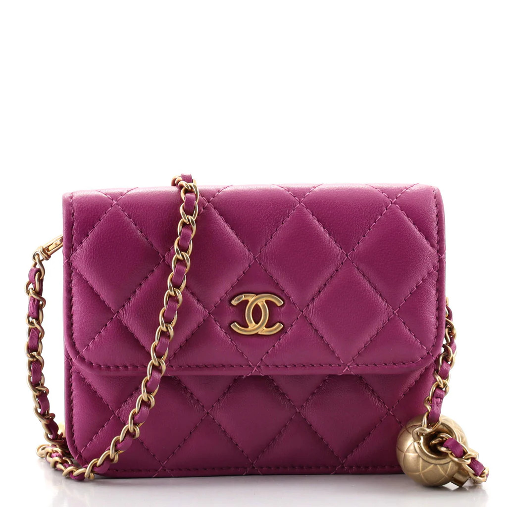 Chanel Pearl Crush Flap Clutch with Chain Quilted Lambskin Mini Purple 10356042 | Rebag