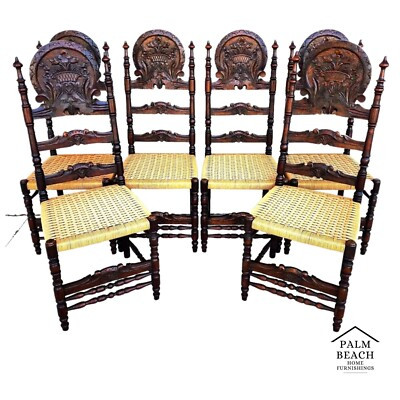 Antique Spanish Colonial Dining Chairs Rope Seats 1800s Set of 6 | eBay US