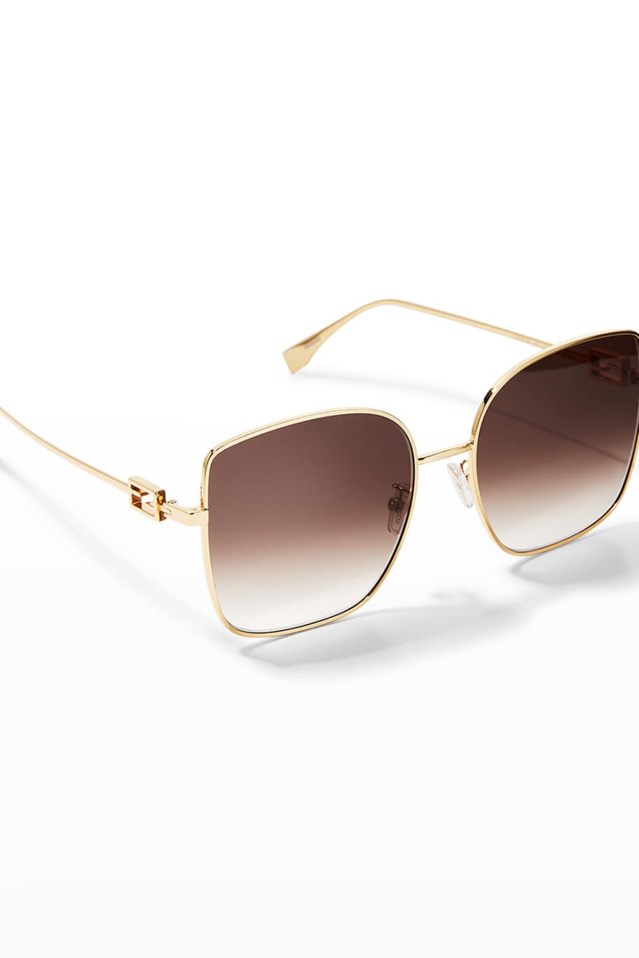 Fendi Iconic Baguette Square Metal Sunglasses | Neiman Marcus