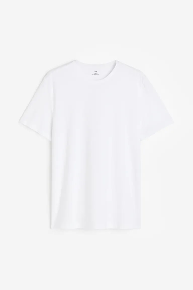 Slim Fit Round-necked T-shirt - White - Men | H&M US | H&M (US + CA)