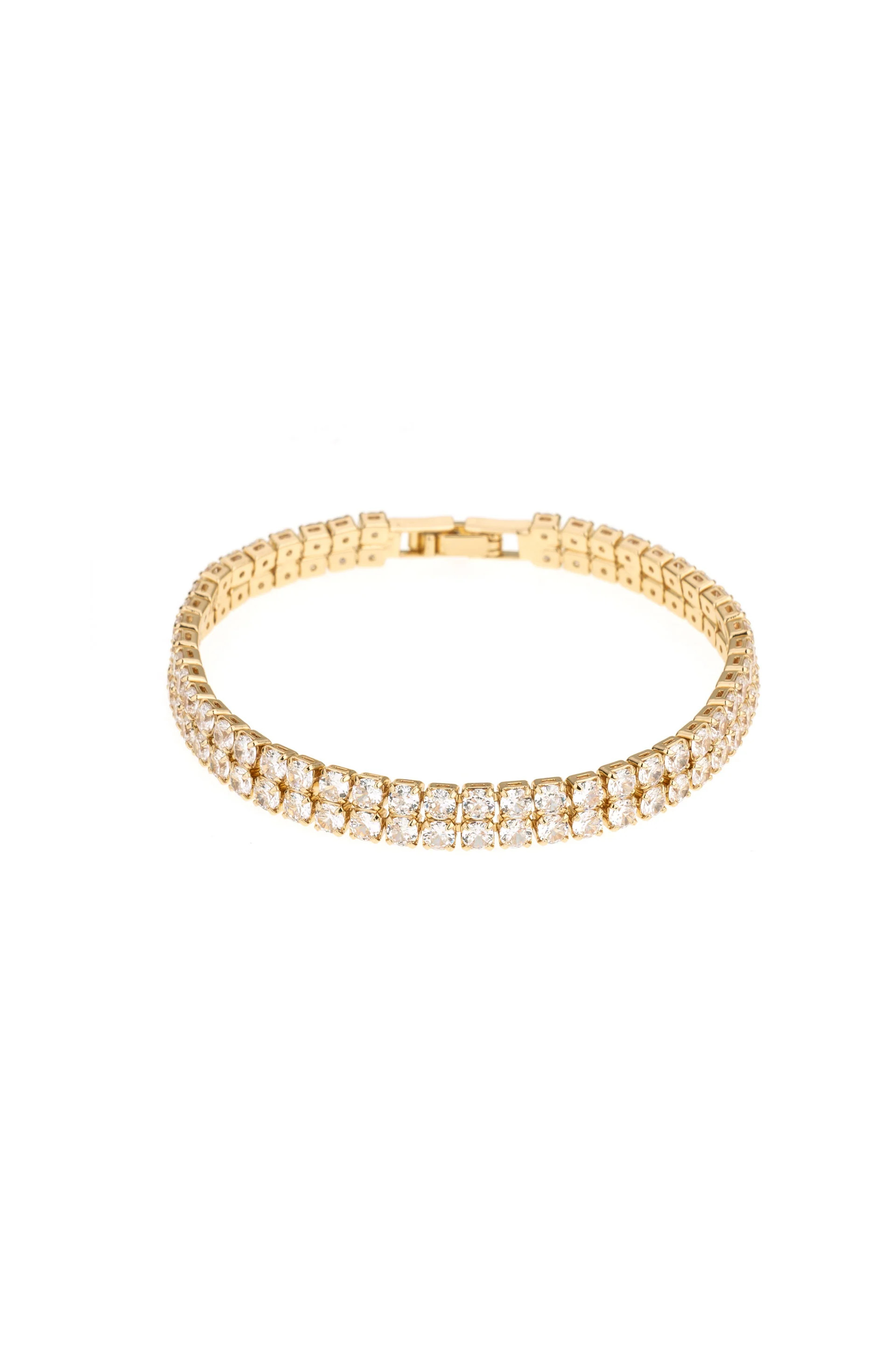 Crystal Double Layered 18k Gold Plated Tennis Bracelet | Ettika