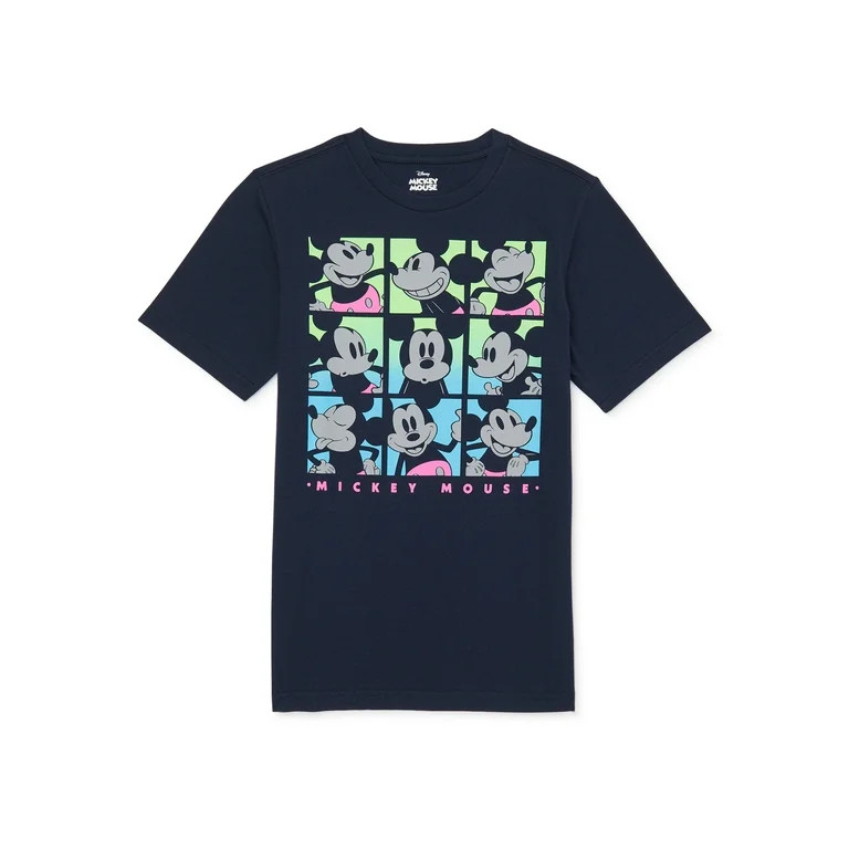 Disney Boys Mickey Mouse Many Faces Graphic T-Shirt Short Sleeve Crew Neck Casual Tee, Sizes 4-18 | Walmart (US)