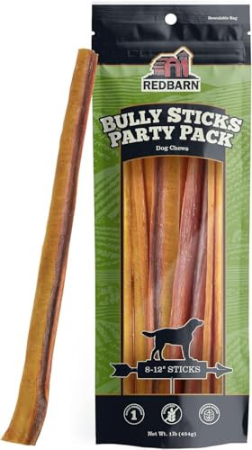 Redbarn Pet Products All Natural 8"-12" Bully Sticks for Medium/Large Dogs - Healthy Long Lasting Chews Variety Party Pack - 100% Beef Single Ingredient Low Odor Rawhide Free - 1lb | Amazon (US)