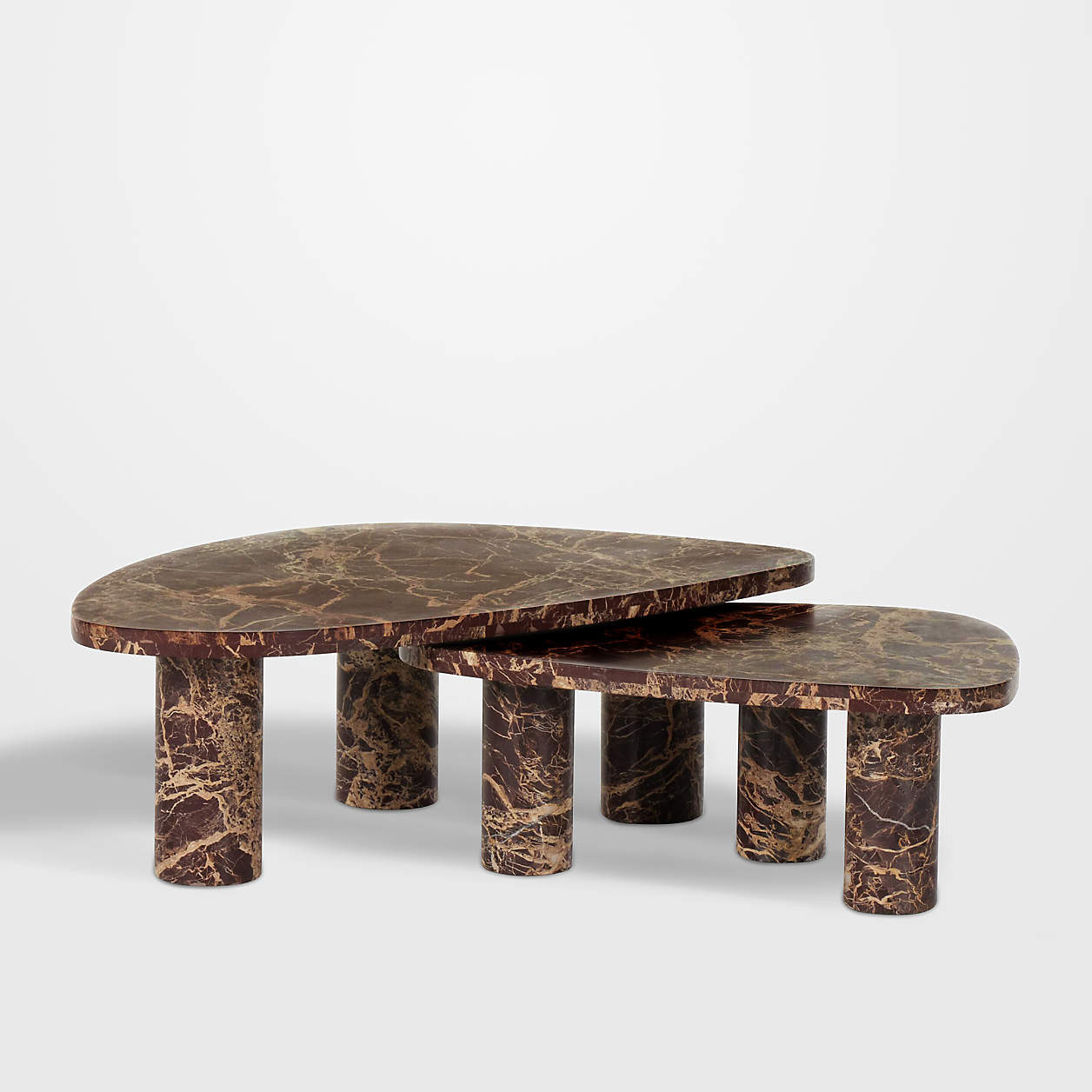 Zion Merlot Marble Nesting Coffee Tables | Crate & Barrel | Crate & Barrel
