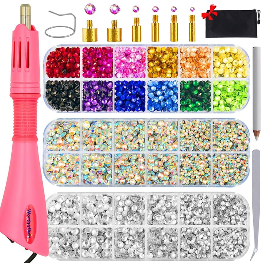 Worthofbest Hotfix Rhinestone Setter, Hot Fix Applicator Tool Bedazzler Kit with rhinestones, Kit... | Amazon (US)