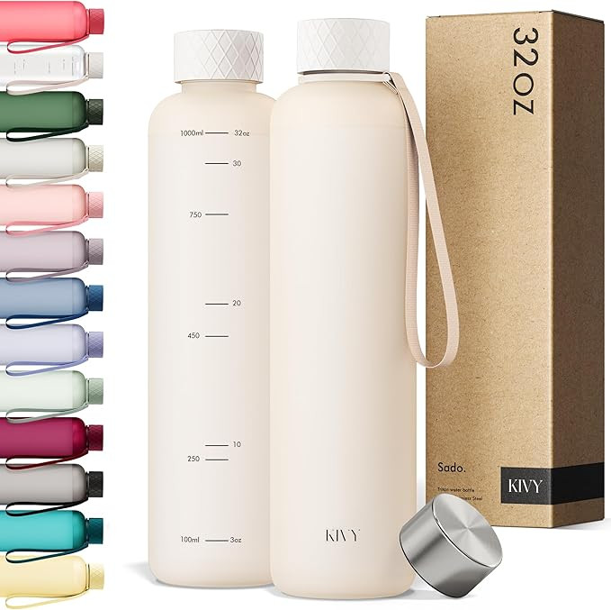 KIVY Slim Water Bottle 32oz [Lightweight & Shatterproof] Fits Backpack & Cupholder for Travel, Sp... | Amazon (US)
