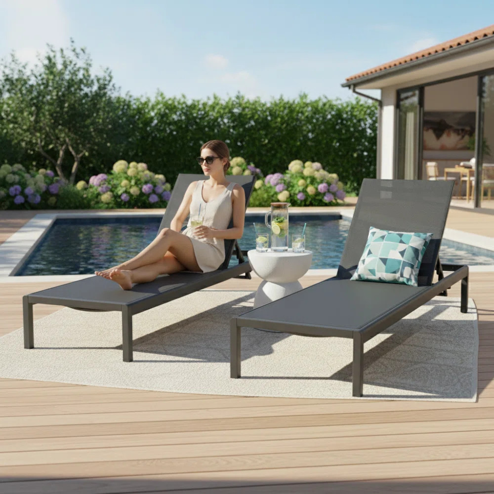 Caggiano 77.56'' Long Reclining Chaise Lounges (Set of 2) | Wayfair North America