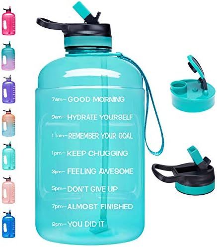 Venture Pal Large 1 Gallon Motivational Water Bottle with 2 Lids (Chug and Straw), Leakproof BPA Fre | Amazon (US)