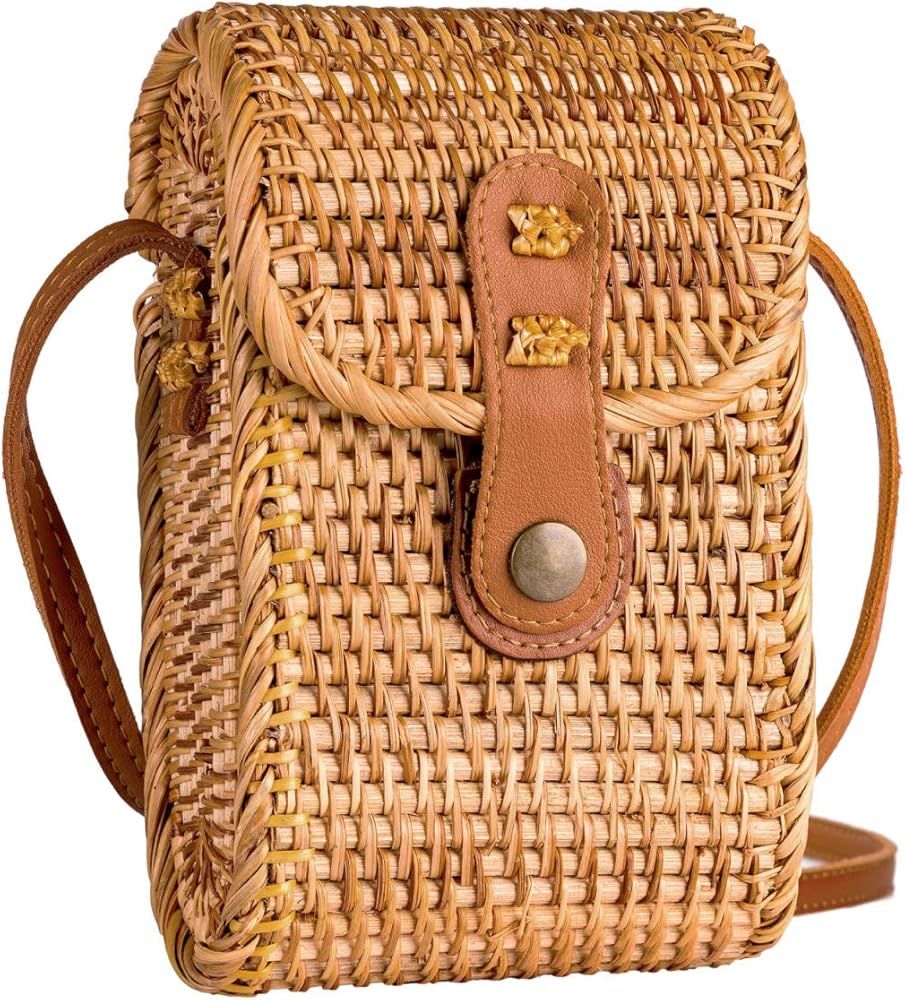 NATURAL NEO Phone Straw Bag Crossbody Wallet Small Boho Purse Rattan Hand Woven For Women Shoulde... | Amazon (US)