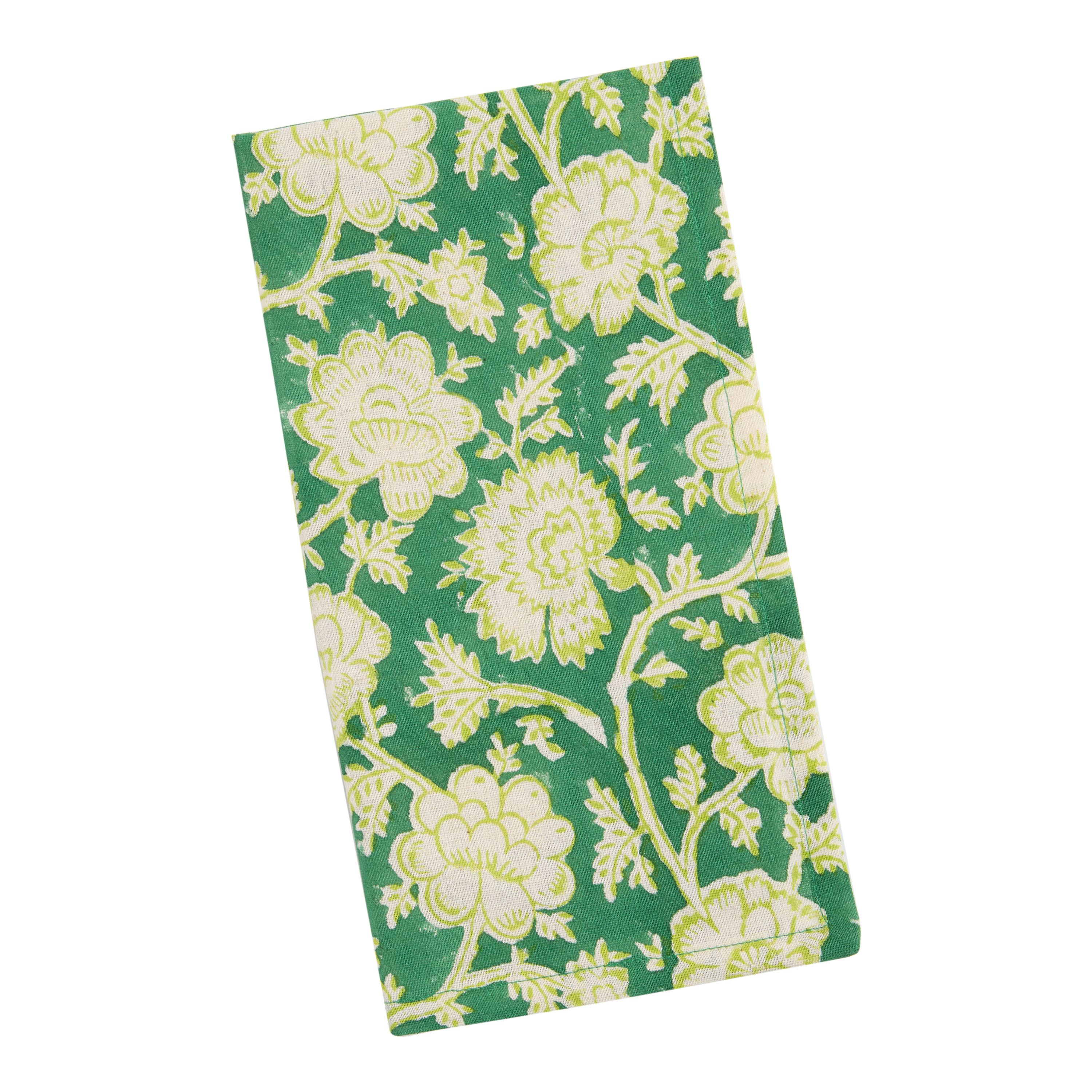 Green and Yellow Garden Floral Block Print Napkin | World Market