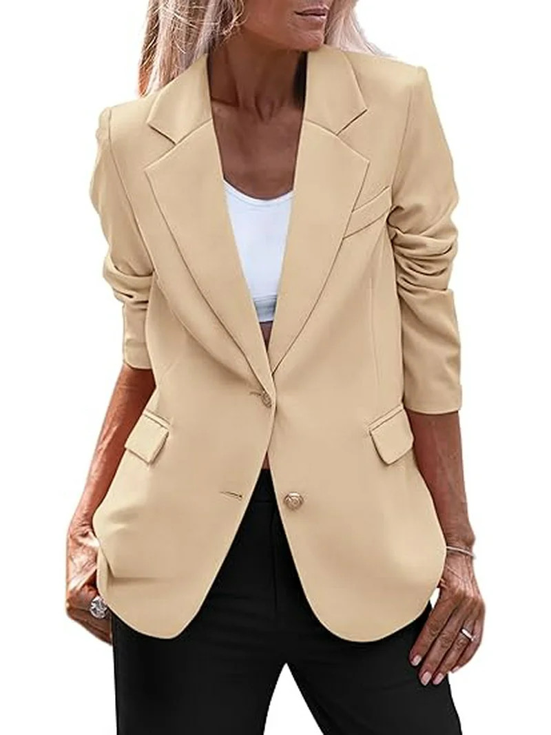 PRETTYGARDEN Women's Spring Fall Business Casual Blazers Long Sleeve Notch Lapel Trendy Work Offi... | Walmart (US)