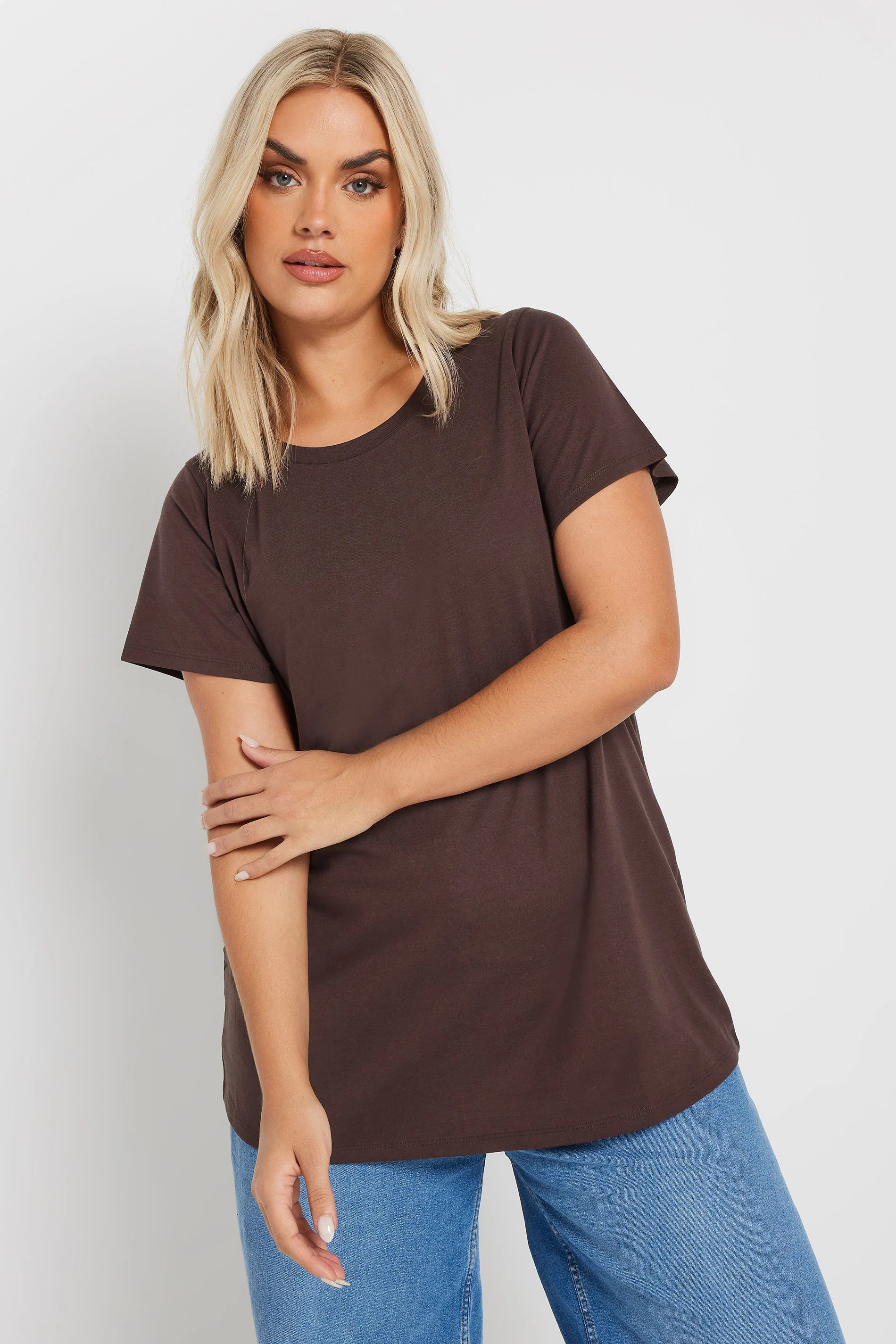YOURS Plus Size Chocolate Brown Short Sleeve T-shirt | Yours Clothing UK
