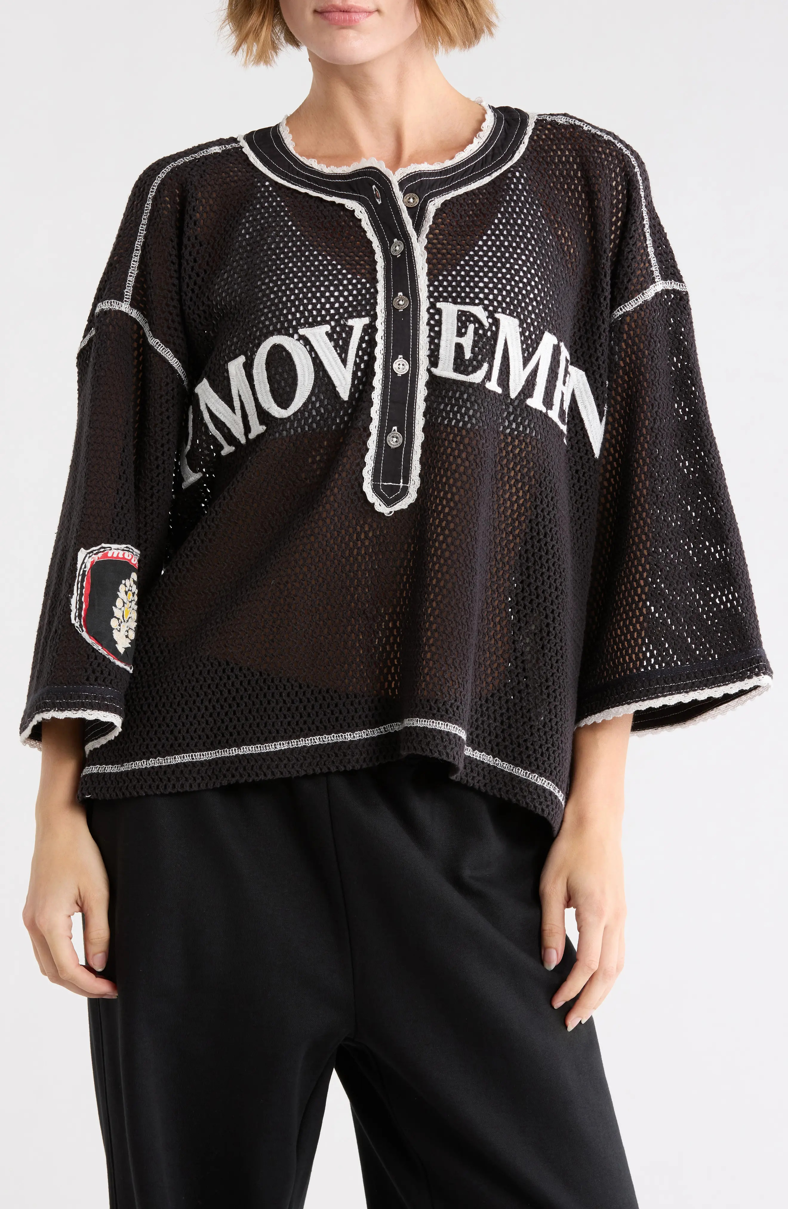 Free People FP Movement Camp Out Embroidered Open Stitch Top (Women) | Nordstromrack | Nordstrom Rack