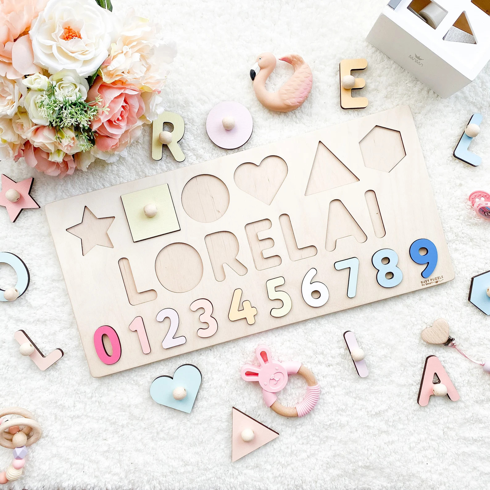 Pastel Name Puzzle With Pegs Busy Puzzle Montessori Toys | Etsy | Etsy (US)