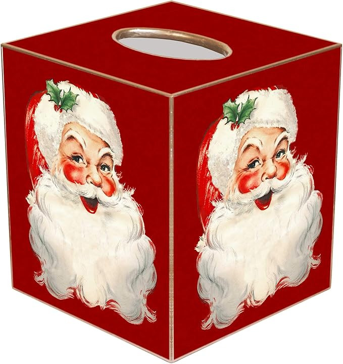 Marye-Kelley Christmas Paper Mache Tissue Box Cover with Smiling Santa Claus | Amazon (US)