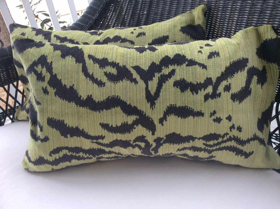 Scalamandre le Tigre Pillow Cover in Rich Moss and - Etsy | Etsy (US)