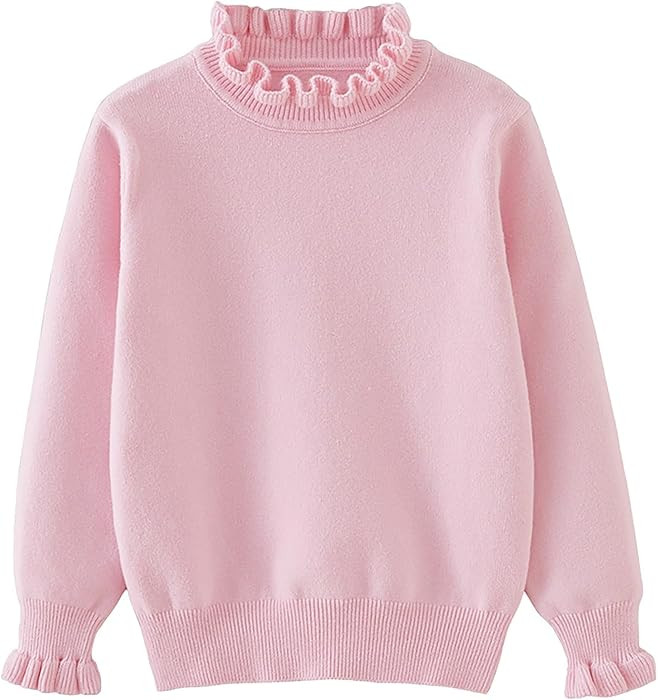Girls Turtleneck Sweater Long Sleeve Warm Oversized Pullover Sweatshirts Kids Plain Thick Knit Sw... | Amazon (US)