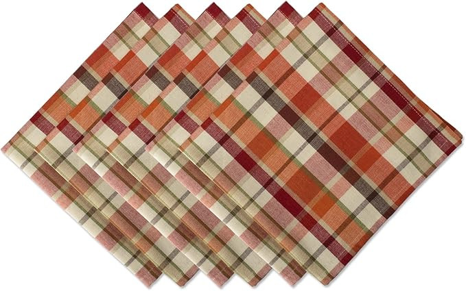 DII Cotton Plaid Napkin Set Machine Washable, 20x20, Pumpkin Spice, 6 Count | Amazon (US)