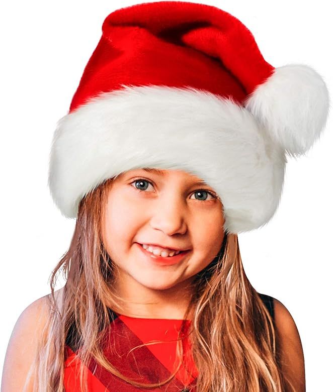 BOSONER Santa Hat Kids,Toddler Santa Hat,Red Velvet Santa Claus Hat For Xmas Party,Christmas Hat ... | Amazon (US)