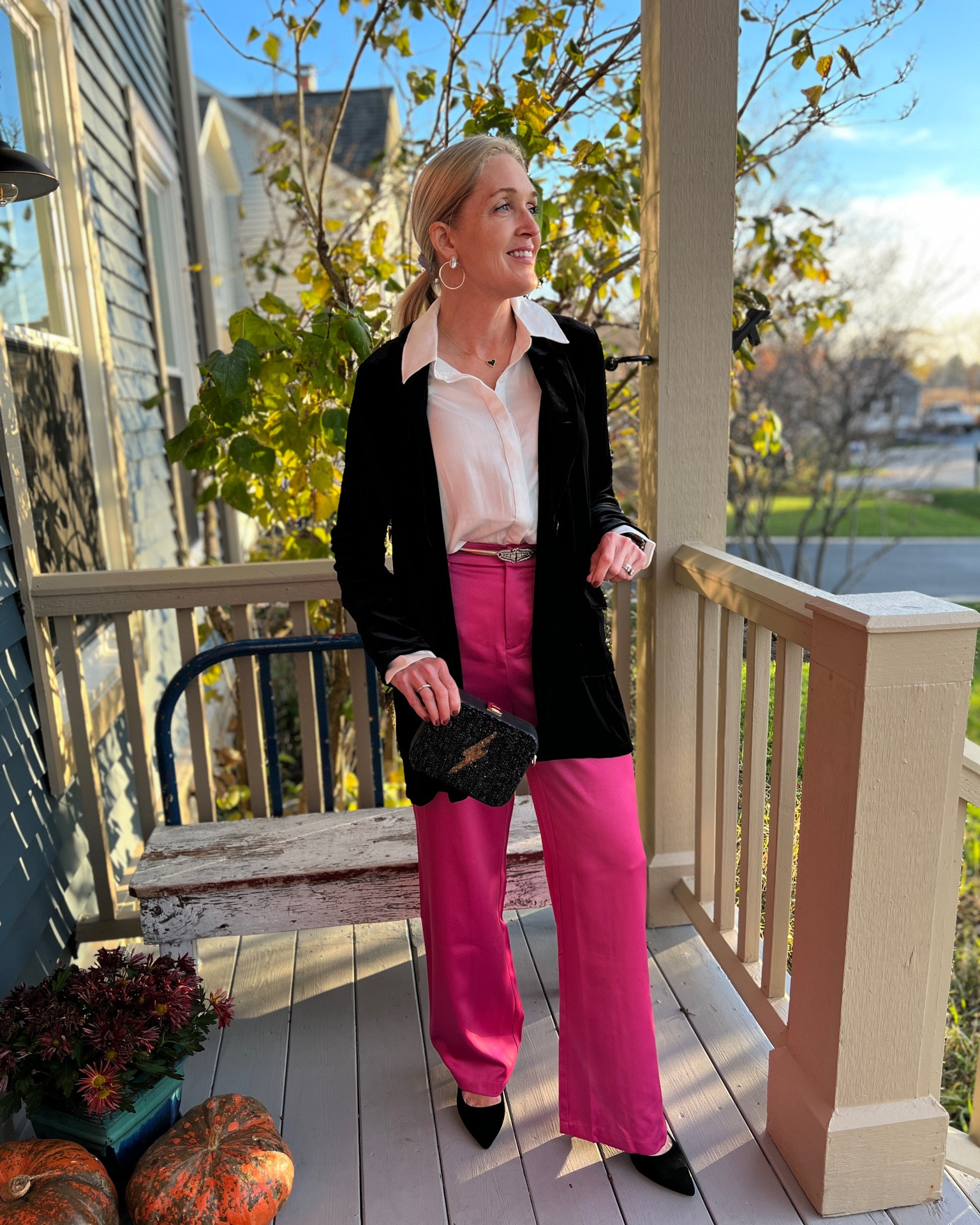 GIbsonlook glam collection. Black velvet blazer, white tuxedo blouse, bright pink trousers.

Use code DOUSED10 for 10% off at Gibsonlook.
Use code Jill40 for $40 off at Ally Shoes.

#LTKHoliday #LTKstyletip #LTKunder100