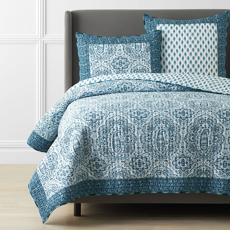 Mona Reversible Quilt - Blue/White, King/Cal. King | The Company Store