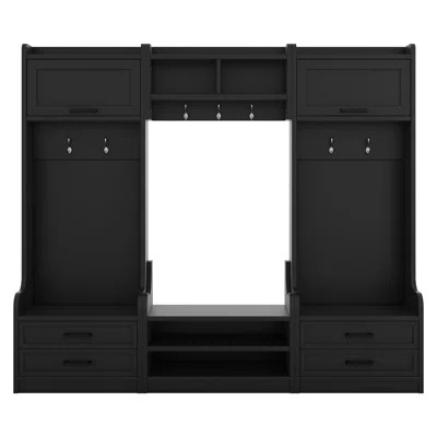 4-in-1 Detachable Hall Tree with Storage and 7 Hooks, Multiple Functions Hallway Coat Rack with Storage Drawers and Cabinet, Shoe Bench for Entryway | Wayfair North America