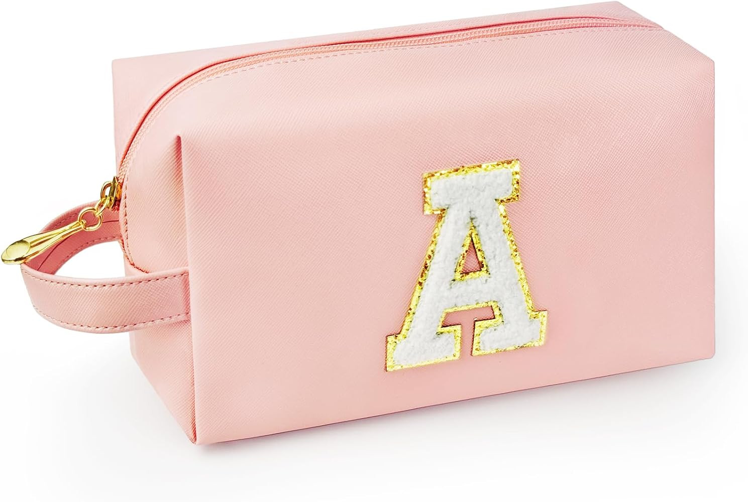 Personalized Initial Makeup Bag with Handle, Preppy Cosmetic Bag with Inner Zipper Pocket, 8 9 10... | Amazon (US)