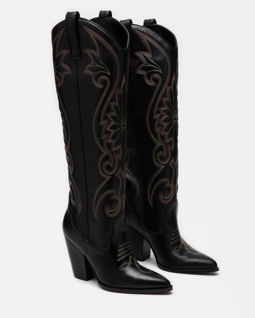 LASSO Black Multi Western Boot | Women's Knee High Boot | Steve Madden (US)