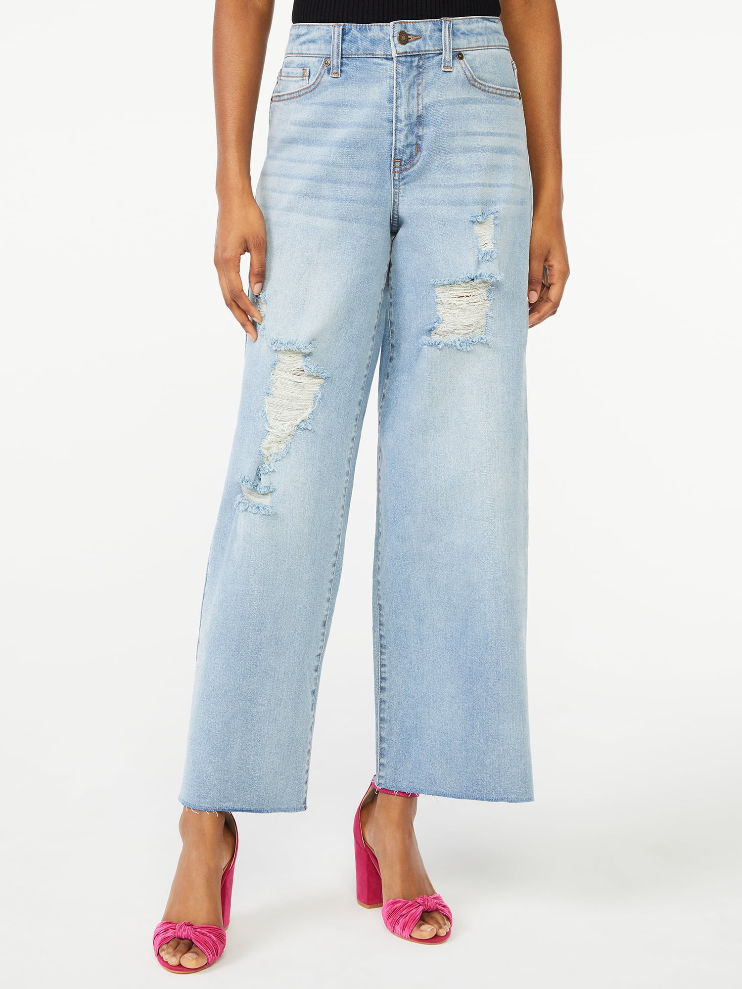 Scoop Women's Marietta Cropped Wide Leg Jeans - Walmart.com | Walmart (US)