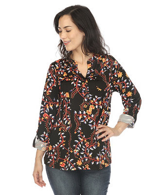 White Mark Women's Paisley Button Front Tunic Top - Macy's | Macy's