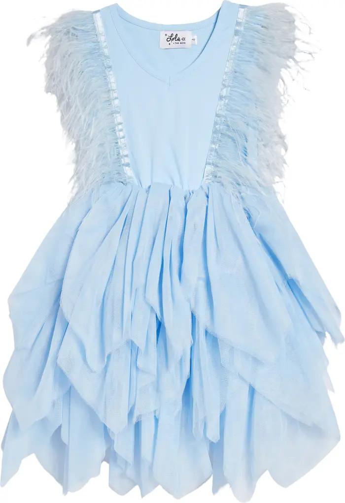 Kids' Gigi Feather Trim Tulle Dress | Nordstrom