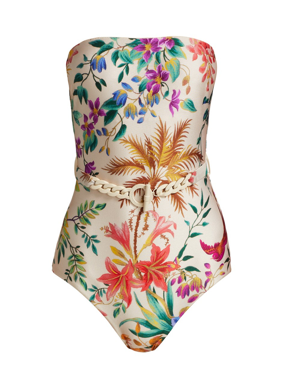Women's Tropicana Bandeau One-Piece Swimsuit - Cream Floral - Size 4 - Cream Floral - Size 4 | Saks Fifth Avenue