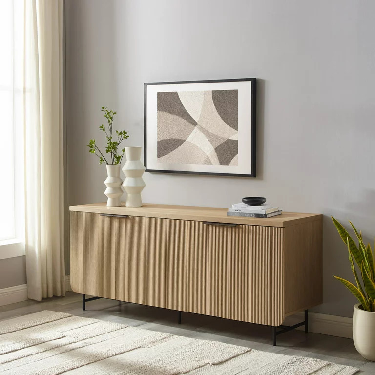 Walker Edison 69” Scandinavian 4-Door Reeded-Front Sideboard/TV Stand for TVs up to 75", Coasta... | Walmart (US)