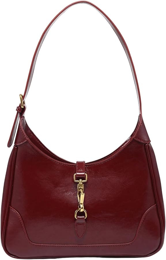 Women's PU Leather Clasp Shoulder Bag Adjustable Strap Vintage Hobo Handbags Purse | Amazon (US)