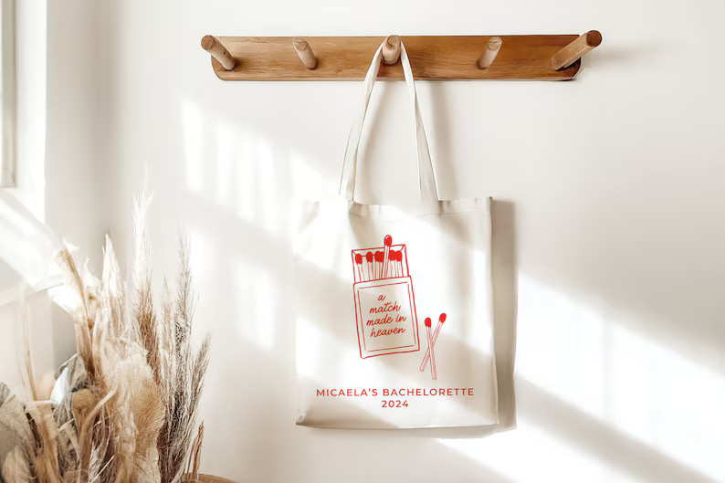 Personalized Match Made in Heaven Cotton Canvas Tote Bag, Personalized Favors, Perfect Match Bach... | Etsy (US)