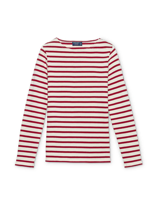 MERIDAME II - Authentic Breton Shirt | Heavyweight Cotton | Women Fit (ECRU / MAROON) | Saint James USA