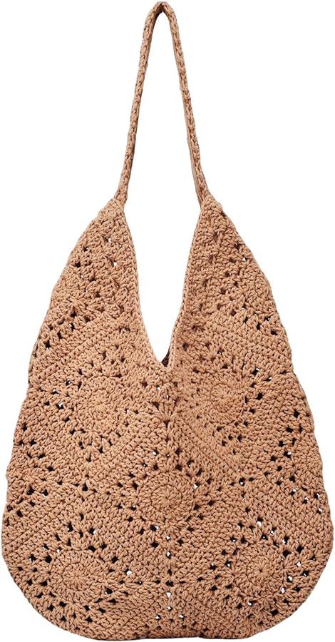 Beach Bags for Women,Summer Soft Large Woven Shoulder Purse Knit Handbag, Beach Tote Bag for Summ... | Amazon (US)