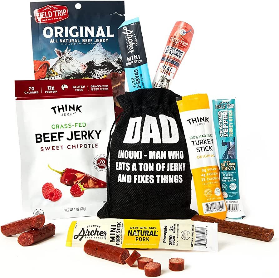 Father's Day Jerky Gift - High Protein Snacks Gift for Men - Alternative to Beef Jerky Gift Baske... | Amazon (US)
