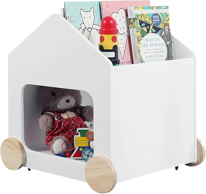 JOLIE VALLÉE TOYS & HOME Wooden Kids Bookshelf, 2 in 1 Children's Bookcase with Toy Storage, Bab... | Amazon (US)