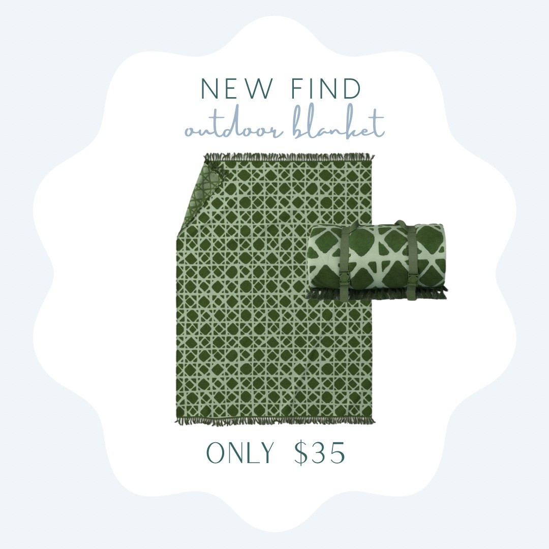 Green cane print outdoor blanket for sports, beach, park or picnics! 